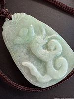 Front view of jade pendant close-up