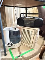 Honeywell humidifier, air purifier and portable radio cassette boombox grouped together