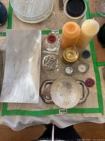 Top view showing all candles, trays and bowls