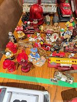 Overview of assorted firefighter themed items on table