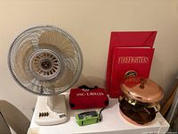 Overall view of all five items on tabletop