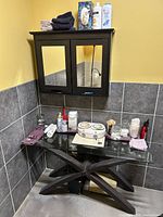 Console table and wall cabinet in context
