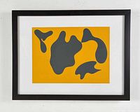 Framed silkscreen showing artwork with frame and mat