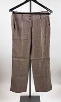 Full view of trousers hanging to show overall style and length