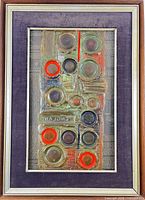 Full view of framed Hamada mixed media artwork