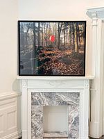 Front view of framed photograph on mantle