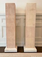 Front view of both pedestals, showing height, color and stepped bases