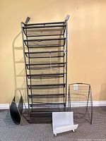 front view of shoe rack with additional racks arranged around base