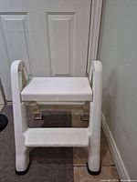 front view of white 2-step stool