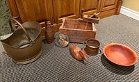 Group shot of all copper and wood items