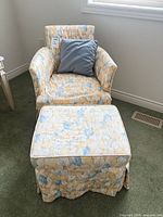 Armchair, ottoman, throw pillow full view