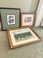Three framed artworks grouped together