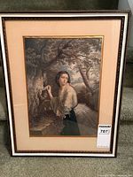 Front view of framed George Baxter print with mat and frame