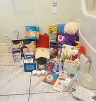 Group shot showing entire assortment of personal care items