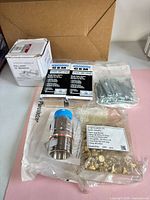 Overview of all packaged items on table