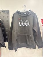 Full view of front of hoodie on hanger
