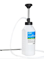 Full view of oil pump bottle with hose and plunger