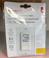 Front view of sealed Honeywell RPLS740B package showing product, model and specs