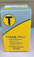 Front of Titan Pro capacitor box showing branding and specifications text