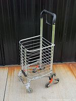 Full view of folding aluminum shopping cart