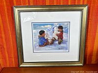 Full view of framed print showing frame, mat and image