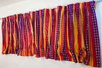 Full set of four panels hung on wall showing continuous pattern and colours