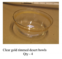 Single clear glass bowl showing gold rim and shape