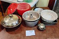 Full view showing all metal and plastic kitchen items