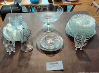 All clear glass tableware pieces displayed on table