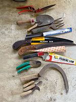 All garden tools laid out for overview