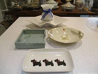 Overall shot of all five ceramic items in lot