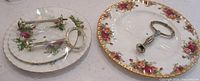 Old Country Roses plate with detached handle and Highland Thistle plates with hardware