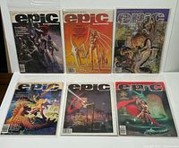 Six bagged Epic Illustrated magazines arranged in two rows