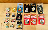 Full layout of 16 pins, showing mix of loose and carded
