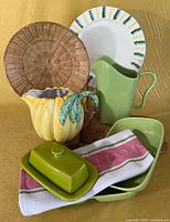 Group shot of all items showing colors, sizes and materials