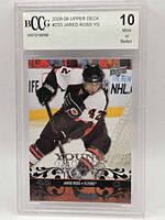 Front of graded Jared Ross Young Guns card showing holder grade 10
