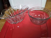 Lenox cut-crystal bowl and Anchor Hocking mixing bowl side by side