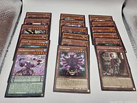 Front view of all cards in three staggered stacks
