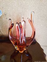 Front view of Murano glass centerpiece showing finger-like extensions and color gradient