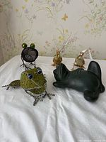 Group shot of all five frog décor pieces
