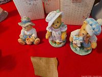 All three teddy bear figurines front view