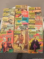All 17 Classics Illustrated comics laid out showing front covers