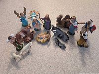 Group view of entire Nativity set on floor