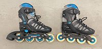 Both skates side view showing overall condition, wheels, frame and branding