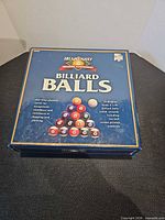 Front of Harvard Billiard Balls box