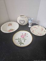 Front view of all five ceramic pieces