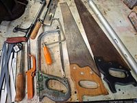 Overview of all saws and blades on workbench