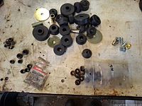 Full lot spread on workbench showing all assorted parts