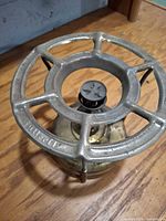 Top view showing cast metal pot support ring and burner cap