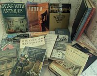 Group shot showing 17 books spread out to display front covers